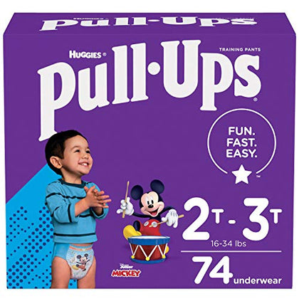 Pull-Ups Boys' Potty Training Pants Training Underwear Size 4, 2T-3T, 74 Ct