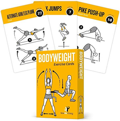 NewMe Fitness Bodyweight Workout Cards, Instructional Fitness Deck for Women & Men, Beginner Fitness Guide to Training Exercises at Home or Gym (Bodyweight, Vol 1)