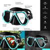 JARDIN Dry Snorkel Set, Panoramic Wide View Snorkel Mask, Anti-Fog Tempered Glass Diving Mask, Free Breathing& Easy Adjustable Strap Scuba Mask, Professional Snorkeling Gear for Adults (Black Teal)