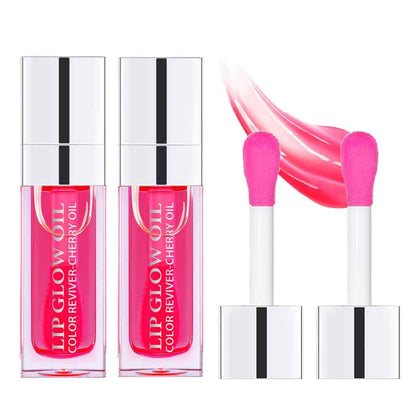 Fovcos Hydrating Lip Glow Oil, Moisturizing Lip Glow Oil, Lip Plumper Gloss, Transparent Lip Gloss, Lip Oil, Plumping Lip Oil, Lip Balm, Tinted Lip Balm Lip Care (2PCS Cherry)