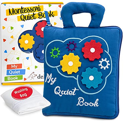 deMoca Quiet Book Montessori Toys for 1 2 3 Year Old, Busy Book for Toddlers 1-3 Travel Toy with Preschool Learning Activities, Educational Toy with 9 Sensory Toddler Activities for Boys & Girls