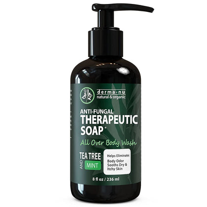 Antifungal Antibacterial Soap & Body Wash - Natural Fungal Treatment with Tea Tree Oil for Jock Itch, Athletes Foot, Body Odor, Nail Fungus, Ringworm, Eczema & Back Acne - (8 Ounce)