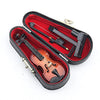 Dselvgvu Wooden Miniature Violin with Stand,Bow and Case Mini Musical Instrument Miniature Dollhouse Model Home Decoration (3.15