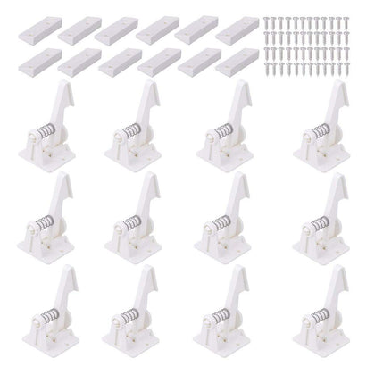 12 Pack Cabinet Locks Child Safety Latches - Vmaisi Baby Proofing Cabinets Drawer Lock with Adhesive Easy Installation - No Drilling or Extra Screws (White)