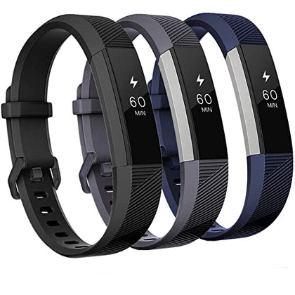 GEAK Compatible with Fitbit Alta and Fitbit Alta HR Band, Soft Classic Accessories Sport Bands Compatible for Fitbit Alta HR/Fitbit Ace,Black Gray Navy,Small