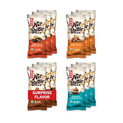 CLIF Nut Butter Bar - Variety Pack - Peanut Butter Filled Energy Bars - Non-GMO - USDA Organic - Plant-Based - Low Glycemic - Amazon Exclusive - 1.76 oz. (12 Count)