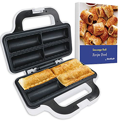 Sausage Roll Maker by StarBlue with FREE Recipe ebook - Make 4 Quick and Delicious Breakfast Sausage Rolls and Snacks in Minutes AC120V 60Hz 850W