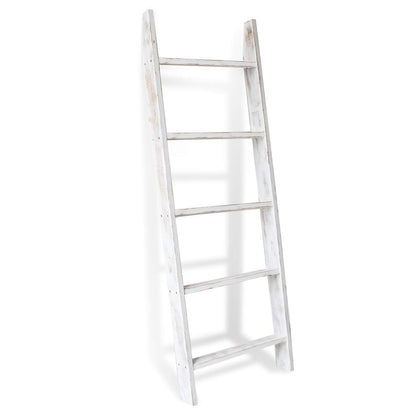 Honest Rustic Blanket Ladder Shelf Stand Wooden Decorative, Farmhouse Wall Leaning Holder Rack, White