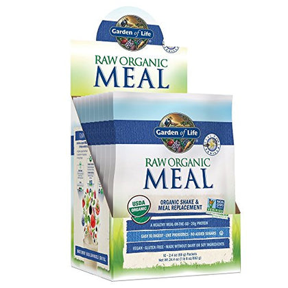 Garden of Life Meal Replacement Vanilla Powder, 10ct Tray, Organic Raw Plant Based Protein Powder, Vegan, Gluten-Free, 15 Pound (Pack of 10)