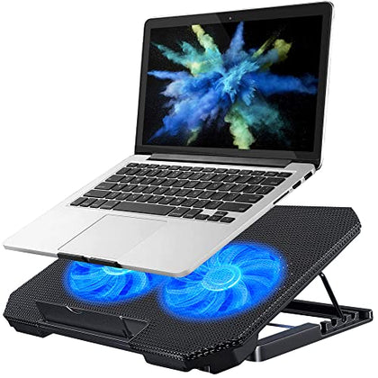 KEROLFFU Laptop Cooling Fans 15.6 14 13 Inch (Big 2Fans 5.52 Inch, Double Sides Built-in USB Line, Back Feet Stand) Fit Apple Air/Pro/MacBook