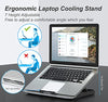 ICE COOREL Aluminum Laptop Cooling Pad 2023 Upgrade, Laptop Cooler Stand with 7 Height Adjustable, Laptop Fan Cooling Pad for Laptop 12-15.6 Inch, Notebook Cooler Pad with Two USB Port (Silver)