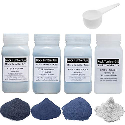 Tonmp 3 LBS Rock Tumbler Grit and Polish Refill Kit - Tumbling Grit Media - 4 Step Tumbling Grit Media Works with Any Rock Tumbler, Rock Polisher, Stone Polisher - 3 Pounds