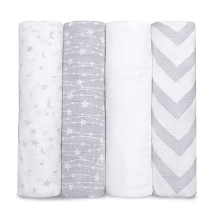 Comfy Cubs Muslin Swaddle Blankets Neutral Receiving Blanket Swaddling, Wrap for Boys and Girls, Baby Essentials, Registry & Gift (Grey)