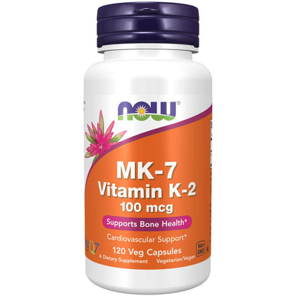 NOW Supplements, MK-7 Vitamin K-2 100 mcg, Cardiovascular Support*, Supports Bone Health*, 120 Veg Capsules