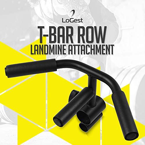 Logest T Bar Row Landmine Attachment - Lightweight Weightlifting Landmine Handle Fits Standard or Olympic Barbell for Deadlifts Squats Pull Ups Strengthens Back and Core Muscles T Bar Row Attachment