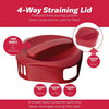 Goodcook 10659 1/2 Gallon Plastic Straining Pitcher Square Lid with 3 Strainers and Close No Spill, Dishwasher Safe, Clear and Red