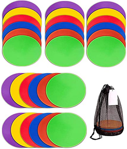 9 Inch Poly Vinyl Spot Markers, Non Slip Rubber Agility Markers Flat Field Cones Floor Dots,for Exercise Drills, Sports, Games, Speed Agility Training -30 Pcs