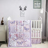La Premura Crib Bedding Set for Girls - Lilac Butterfly 3 Piece Standard Size Crib Bedding Sets for Baby Girl, Pastel Pink and Purple
