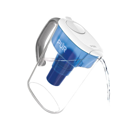 PUR 7-Cup Water Filter Pitcher with 1 Genuine PUR Filter, Small 7-Cup Capacity, 2-in-1 Powerful Filtration And Faster Filtration, BPA Free, Dishwasher Safe, White/Blue (PPT700W)
