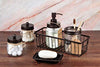Premium Mason Jar Bathroom Accessories Set (6PCS) - Lotion Soap Dispenser,Toothbrush Holder,2 Apothecary Jars(Qtip Holder),Soap Dish,Metal Wire Storage Organizer Basket-Rustic Farmhouse Decor (Bronze)