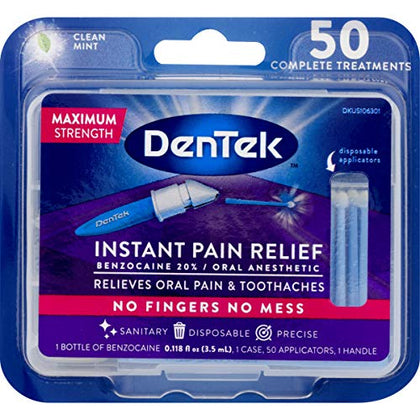 DenTek Instant Oral Pain Relief Maximum Strength Kit for Toothaches | 50 Count