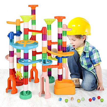 Marble Run,135 PCS Marble Maze Building Block Toys Gravitrax Marble Run for Kids,STEM Learning Toys Marble Track Race Tower Model Creative Birthday Gift with 60 Marbles for Boys & Girls 3 4 5 6 7 8 9