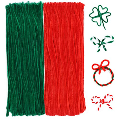 200 Pieces Christmas Pipe Cleaners, Craft Pipe Cleaners, Pipe Cleaners Chenille Stem, Pipe Cleaners Bulk,Art Pipe Cleaners for Creative Christmas Decoration Supplies Arts and Crafts Project