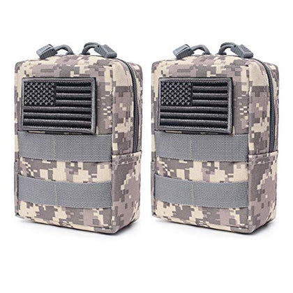 2 Pack Molle Pouches - Tactical Compact Water-Resistant EDC Pouch (ACU)