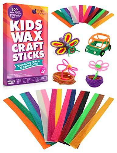 PURPLE LADYBUG Wiki Sticks for Kids: 15 Colors, 2 Lengths - 6 & 12 Inches, 150 of Each - Fun Kids Car Activities, & Plane Activities for Kids Ages 7-10 - Cool Wax Sticks for Kids Travel Activities