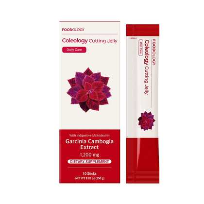 FOODOLOGY Coleology Cutting Jelly (10 Days) - Garcinia Cambogia (HCA) Jelly Sticks. Pomegranate Flavored. Chia Seeds, Collagen.