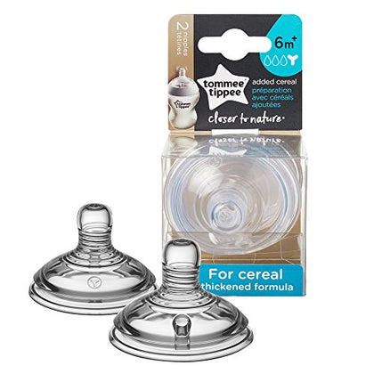 Tommee Tippee Closer to Nature Added Cereal Flow Baby Bottle Nipples - 2pk