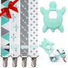 Liname Neutral Pacifier Clip with Teething Toy - 4 Pack Pacifier Clips for Boys & Girls - Binky Holder Soothie Paci Clip Binkie Clip - Unisex Pacifer Clip Baby Pacifier Clip and Pacifier Holder (Mint)