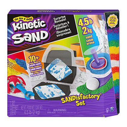 Kinetic Sand, Sandisfactory Set, 4.5lbs of Colored and White, 10 Tools and Molds, Play Sand Christmas Gifts for Kids, Amazon Exclusive