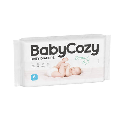 Babycozy Baby Diapers Size 1(6 Count) Hypoallergenic Disposable Diapers for Baby Sensitive Skin