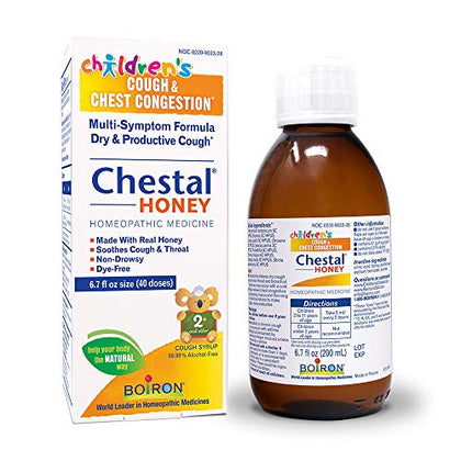 Boiron Chestal Honey Children's Cough Syrup for Nasal and Chest Congestion, Runny Nose, and Sore Throat Relief - 6.7 Fl oz