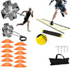 Agility Ladder Speed Training Equipment Set-12 Rung 20Ft Agility Ladder, 12 Soccer Cones, 4 Steel Stakes, Running Parachute, Basketball Football Soccer Training Equipment for Kids Youth Adults-Red-Ora