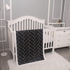 Belsden 3 Piece Crib Bedding Set for Baby Boys Girls, Classic Nursery Bedding Essential Including Comforter, Crib Sheet and Crib Skirt, Ultra Soft Cozy, Geometry Black White