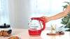 OVENTE Glass Electric Kettle Hot Water Boiler 1.5 Liter Borosilicate Glass Fast Boiling Countertop Heater - BPA Free Auto Shut Off Instant Water Heater Kettle for Coffee & Tea Maker - Red KG83R