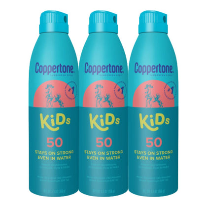 Coppertone Kids Sunscreen Spray, SPF 50, 5.5 Oz, Pack of 3