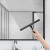HIWARE All-Purpose Shower Squeegee for Shower Doors, Bathroom, Window and Car Glass - Black, Stainless Steel, 14 Inches