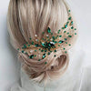 Kercisbeauty Boho Crystal Hair Comb for Women Wedding Bridal Headpiece Prom Hair Accessories (Green)
