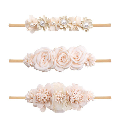 mligril Baby Girl Flower Headbands Set Hair Accessories -Elastic Hair Band Crown Floral Wraps Birthday Christmas Gifts for Newborn Infant Toddler 3Pcs