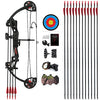 PANDARUS Compound Bow Archery for Youth and Beginner, Right Handed,19-28 Draw Length,15-29 Lbs Draw Weight, 260 fps (Black Left Handed)