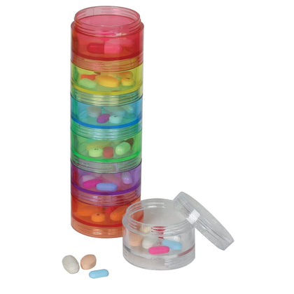Ezy Dose Stackable (7-Day) Pill, Medicine, Vitamin Organizer Box | Weekly, Daily Planner | Large & Extra Storage Compartments |Rainbow Colored Containers