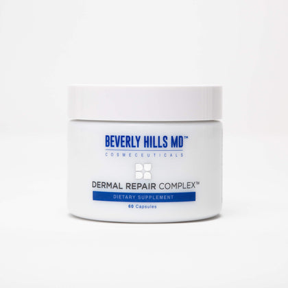 Beverly Hills MD Dermal Repair Complex- Tighten Skin & Reduce Wrinkles, Anti-Aging Supplement for Smooth, Plump Skin- Hyaluronic Acid, Hydrolyzed Collagen, Saw Palmetto, Vitamins A,B, MSM- 60 Capsules