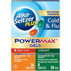 Alka-Seltzer Plus Power Max Cold and Flu Medicine, Day+Night, - Maximum Strength (Per 4 Hour Dose) Relief Cold and Flu Medicine for Adults and Children 12 Years and Older, 24 Count, Packaging May Vary