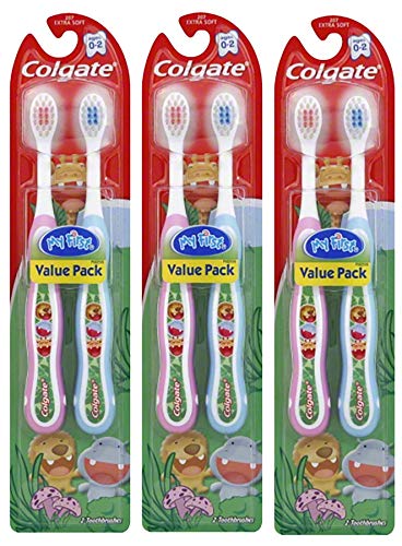 Colgate My First Baby and Toddler Toothbrush, Extra Soft Toothbrush, 6 Pack