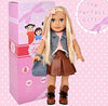 18 Inch Girl Doll, Fashion Doll with Fine Blonde Long Hair for Styling, Blue Eyes, Leather Skirt and Boots, Denim Jacket Hair Bow Handbag, Doll Clothes and Accessories Princess Doll for Girls and Kids