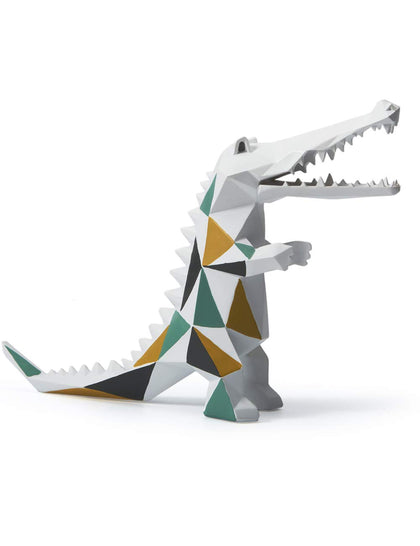 HAUCOZE Crocodile Sculpture Statue Modern Decor Home Gifts Table Centerpiece Crafts Polyresin Arts 10.6 inch