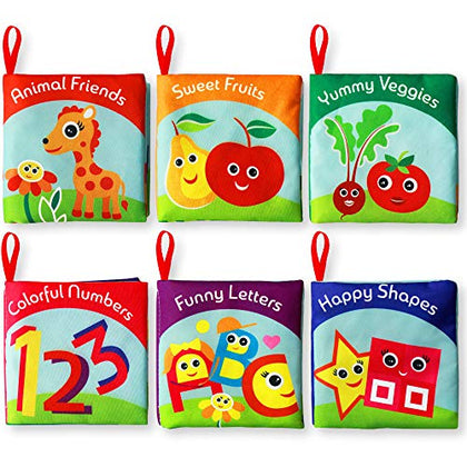 Cloth Books for Babies (Set of 6) - Premium Quality Soft Books for Babies. Touch and Feel Crinkle Paper. Cloth Books for Early Children's Development.